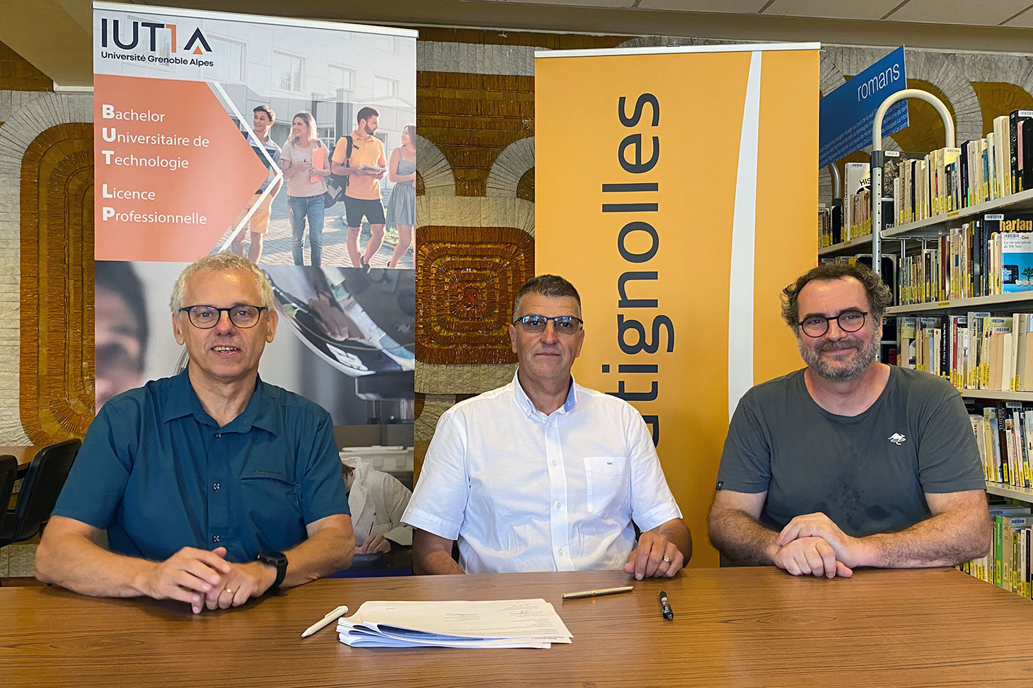 Jean-Luc REBOUD (directeur IUT1), Florent THEVENET (Directeur Général TP AURA) et Laurent OXARANGO (chef département GCCD)